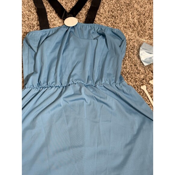 Flintstones Wilma Pebbles Costume Blue Dress Bow Bones Halloween Adult Large NEW - Picture 7 of 15